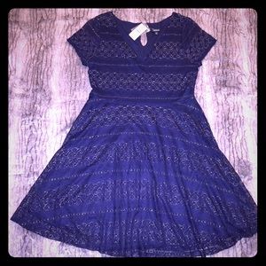 NWT New Lace Cap Sleeve A-Line Navy Torrid Dress 1